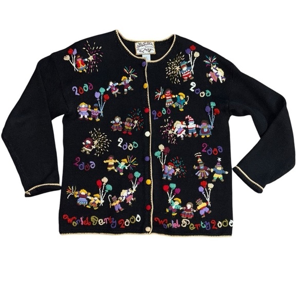 Y2K New Year's Millennium Vintage Christmas Holiday Ugly Sweater Women’s S 2000 - Picture 3 of 16